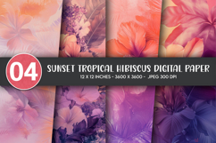 Sunset Tropical Hibiscus Digital Paper Product Image 1