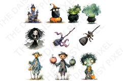 Whimsical Gothic Halloween Clipart - Creepy Cute Watercolor Product Image 3