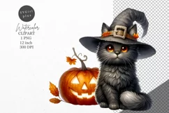 Halloween clipart, Cat witch clipart, Cat clipart Product Image 1