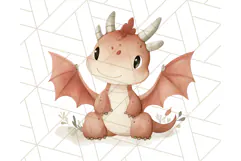 Watercolor Baby Dragon Clipart, Cute Nursery Fantasy PNG Product Image 2