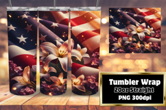20oz Sublimation Tumbler Wrap , USA Flag Product Image 1