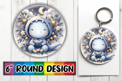 Cheerful Circle Keychain Magic, Cute Dino Product Image 1