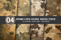 Brown Camo Grunge Digital Paper Product Image 1