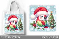 Christmas Parrot Tote Bag. Christmas Tote Bag Design Product Image 1