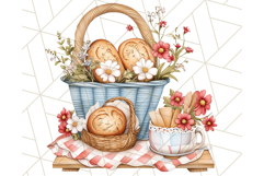 Blue Cottagecore Kitchen Clipart, Vintage Country Floral Png Product Image 4