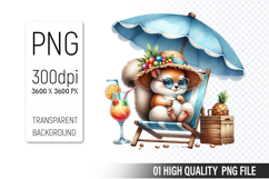 Summer Animals Clipart PNG Bundle, Watercolor Animals PNG Product Image 8
