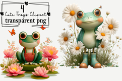 Whimsical Cute Frogs Clipart PNG Watercolor png Product Image 1