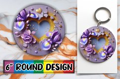 Radiant Keychain Round Style PNG, 3D Heart Product Image 1