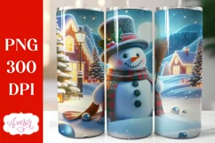 Christmas 3D tumbler wrap for sublimation, Cute Snowman PNG Product Image 1