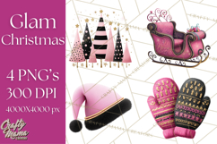 Pink and Black Glam Christmas PNG Clipart Product Image 1