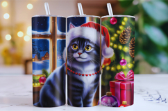 Merry Christmas Cat Tumbler Wrap | Christmas Wrap Product Image 1
