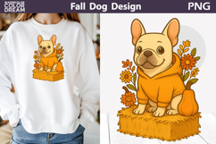 French Bulldog Fall Clipart | Autumn Dog Sublimation PNG Product Image 1