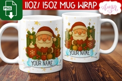 Christmas mug wrap PNG, Cute Santa mug PNG Product Image 3