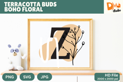 Terracotta Buds Boho Floral Monogram Product Image 1