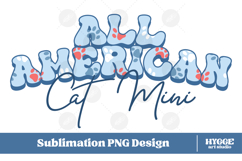 American Cat Mini 4th of July USA Paw DTF PNG Sublimation Product Image 1