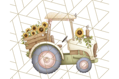 Fall Tractor Clipart PNG, Vintage Tractors With Pumpkins Product Image 4