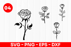 Elegant Rose Flower Line Art Floral SVG PNG Product Image 1