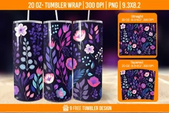 Cute Flower Seemless Tumbler Wrap Designs, Sublimation Wrap Product Image 1