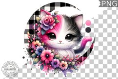 Cat With Flowers Sublimation - Clipart PNG Design Product Image 1