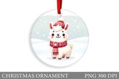 Cute Lama Christmas Ornament. Christmas Ornament Sublimation Product Image 1