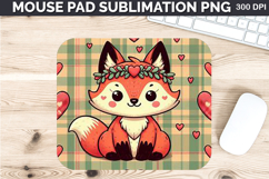 Watercolor Foxes Mouse Pad Sublimation - Valentines PNG Product Image 1