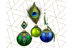 Peacock Christmas Clipart in Jewel Tones, Christmas Png Product Image 4
