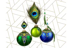 Peacock Christmas Clipart in Jewel Tones, Christmas Png Product Image 4