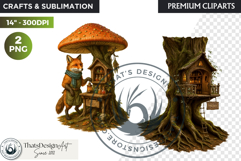 Fantasy clipart Magical Forest Village PNG for scrapbooking Product Image 1