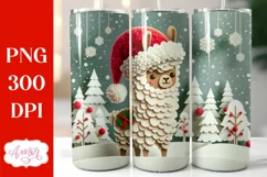 Christmas llama tumbler wrap for sublimation, cute llama PNG Product Image 1