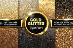 Gold Glitter Digital Papers - 04 variations Product Image 1