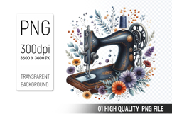 Vintage Sewing Machine Clipart PNG Bundle, High Quality PNG Product Image 11