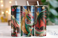 Merry Christmas dragon Tumbler Wrap | Christmas Wrap Product Image 1