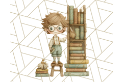 Whimsical Library Clipart with Cozy Readers and Books Product Image 4