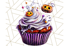 Halloween Cupcake PNG Clipart with Witch Hats and Ghosts Product Image 4