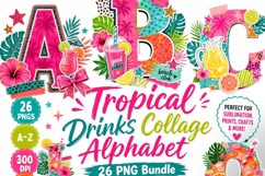Tropical Drinks Collage Alphabet PNG | Summer Letter Clipart Product Image 1