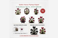 Gothic Venus Flytrap Clipart PNG, Dark Botanical Carnivorous Product Image 7