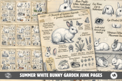 Summer White Bunny Garden Junk Pages Product Image 1