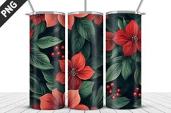 Christmas Flowers Tumbler Wrap | Sublimation Design | Tumble Product Image 3