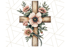 Faith Cross PNG with Flowers, Watercolor Religious Art Print Product Image 4