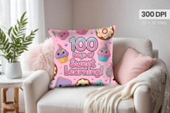 100 days of school Pillow Design, Teacher PNG Sublimation Product Image 1