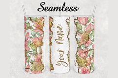 Floral Gold Glitter Marble 20 oz sublimation design tumbler Product Image 1
