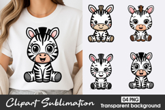Cute Zebra Clipart PNG Product Image 1