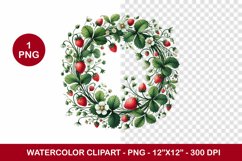 spring png watercolor clipart - strawberry wreath Product Image 1