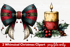 2 Whimsical Christmas Clipart | Cute Holiday PNG Set Product Image 1