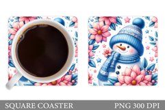 Cute Snowman Coaster Sublimation. Christmas Coaster Design Product Image 1