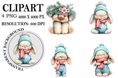 Whimsical Woodland Christmas Clipart Watercolor PNG Product Image 1