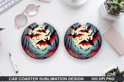 Bats Car Coaster Sublimation | Halloween Coaster PNG Product Image 1