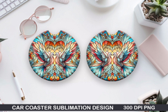 Doves Car coaster sublimation, Valentines Coaster PNG Product Image 1
