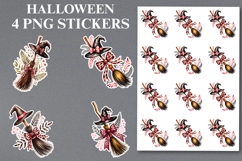 4 Halloween Broom Stick Stickers Png | Printable Product Image 1