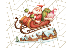 Santa Sleigh Ride Clipart PNG, Flying Reindeer Christmas Art Product Image 4